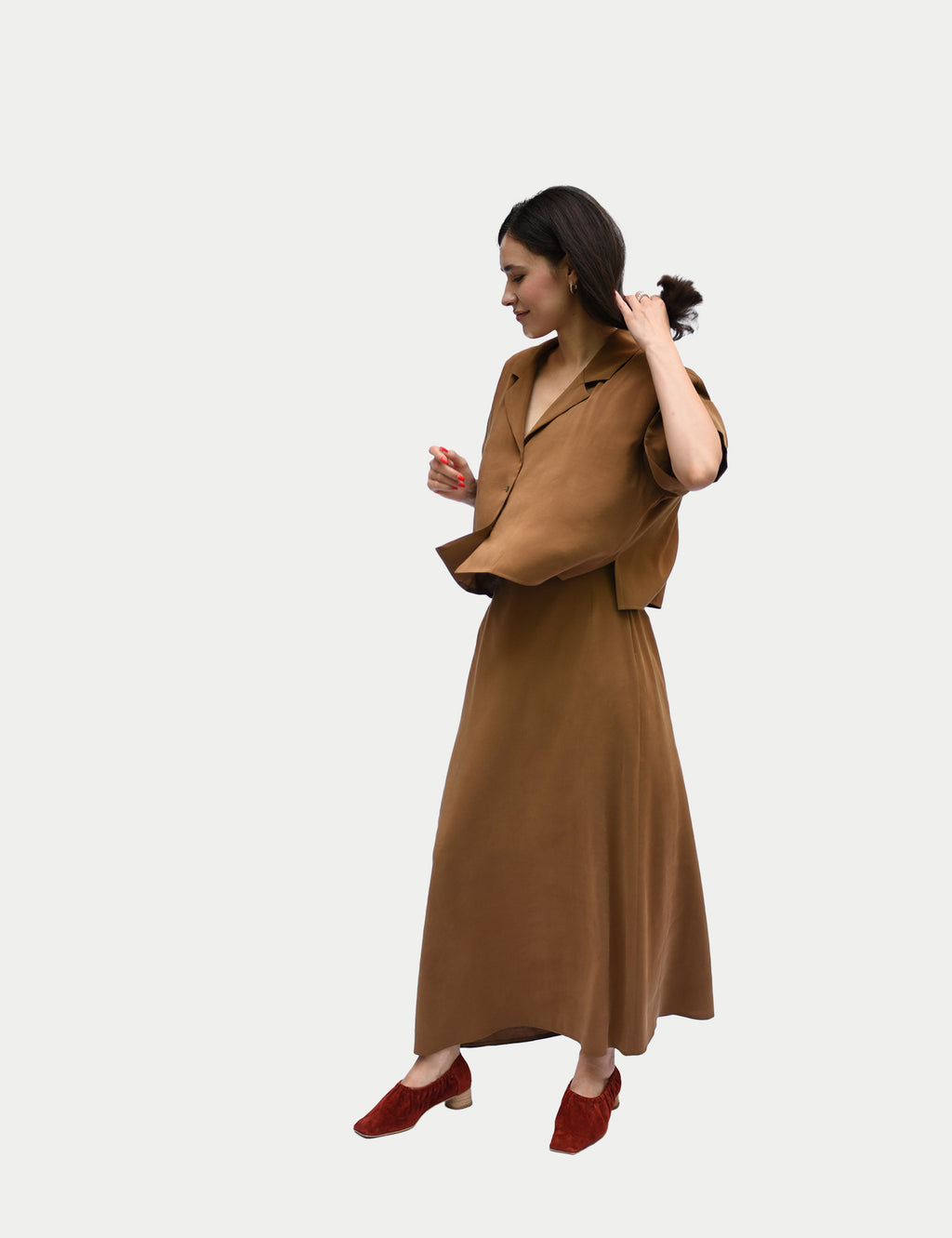 Acetate skirt in greige