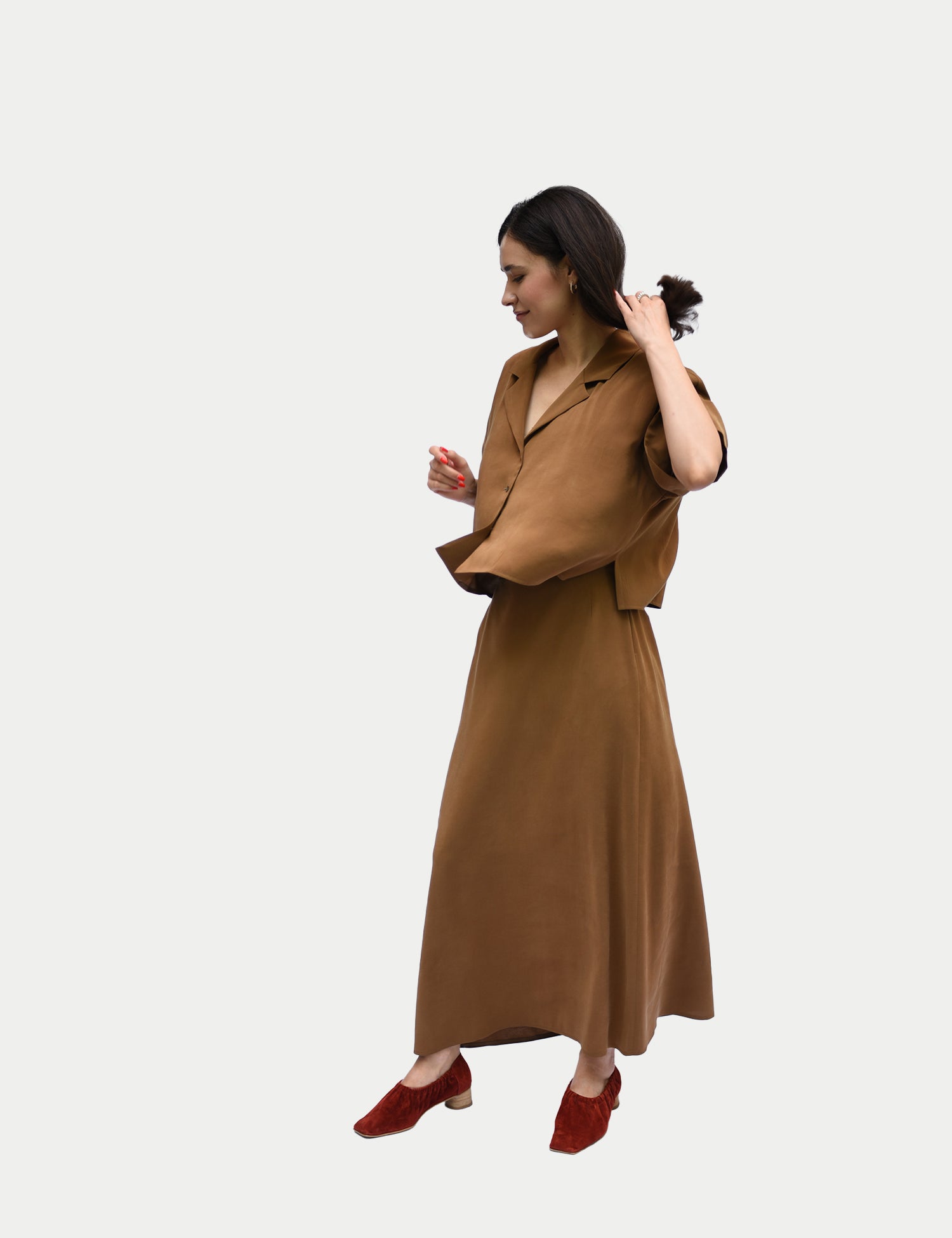 Acetate skirt in greige