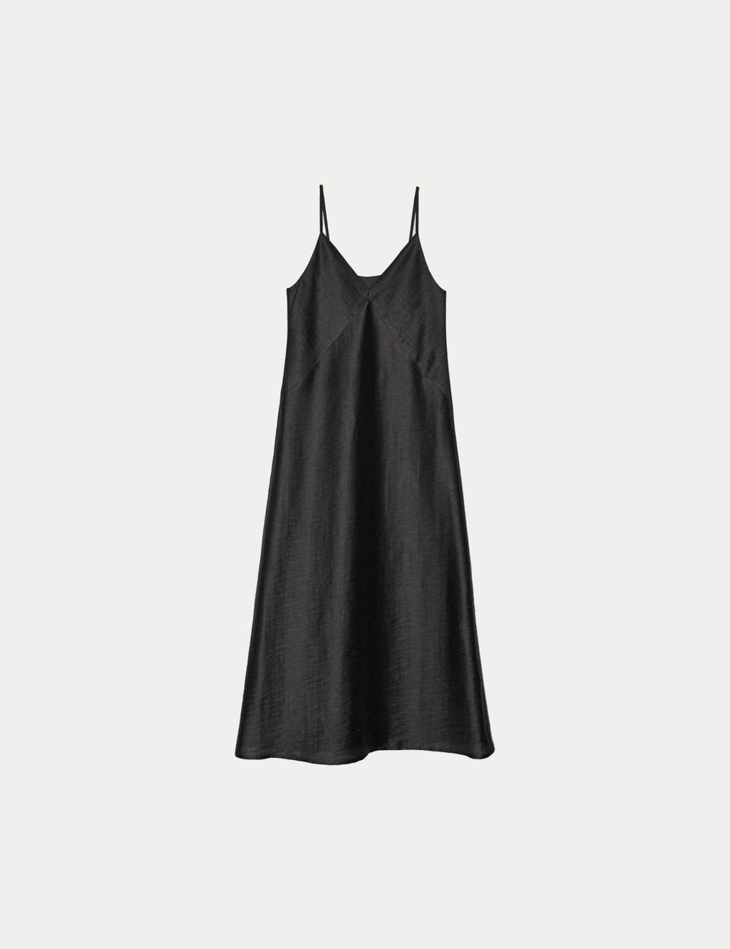 Minimalist black cupro slip dress