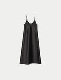 Minimalist black cupro slip dress