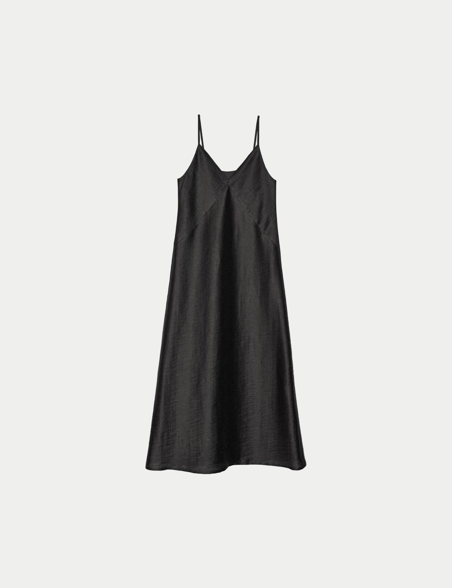 Minimalist black cupro slip dress