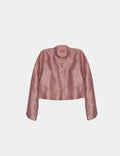 Cropped linen shirt with dropped shoulders