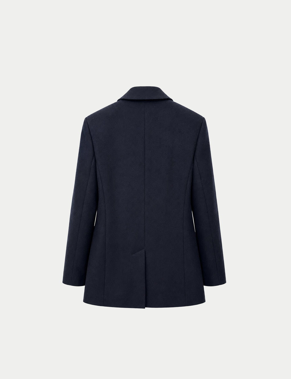 Double-breasted fitted coat with accentuated shoulders in black
