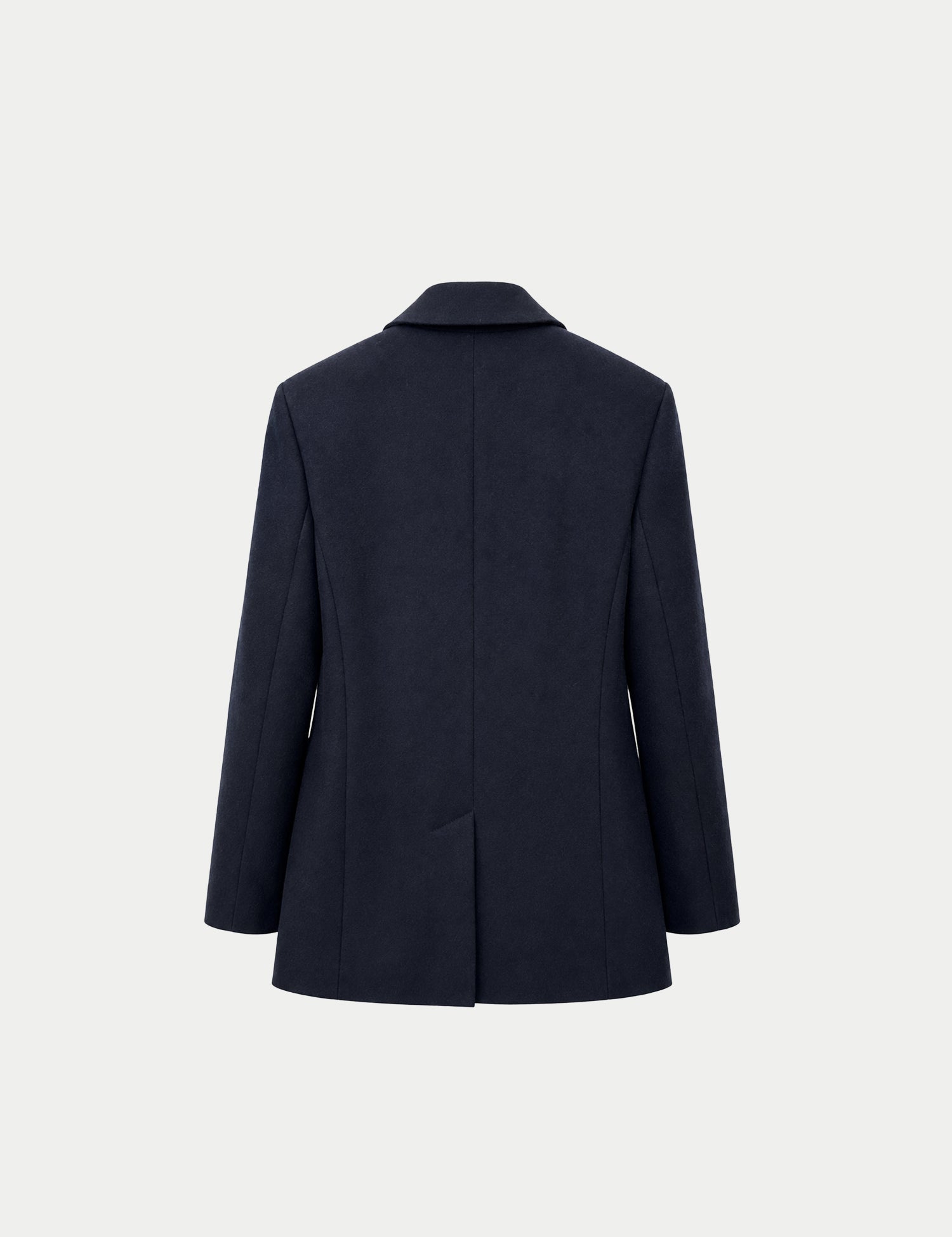 Double-breasted fitted coat with accentuated shoulders in black