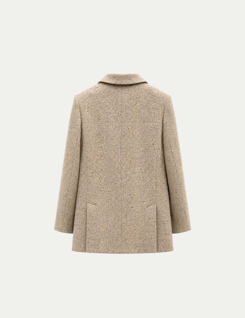 Double-breasted fitted coat with accentuated shoulders in black