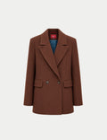Double-breasted fitted coat with accentuated shoulders in black