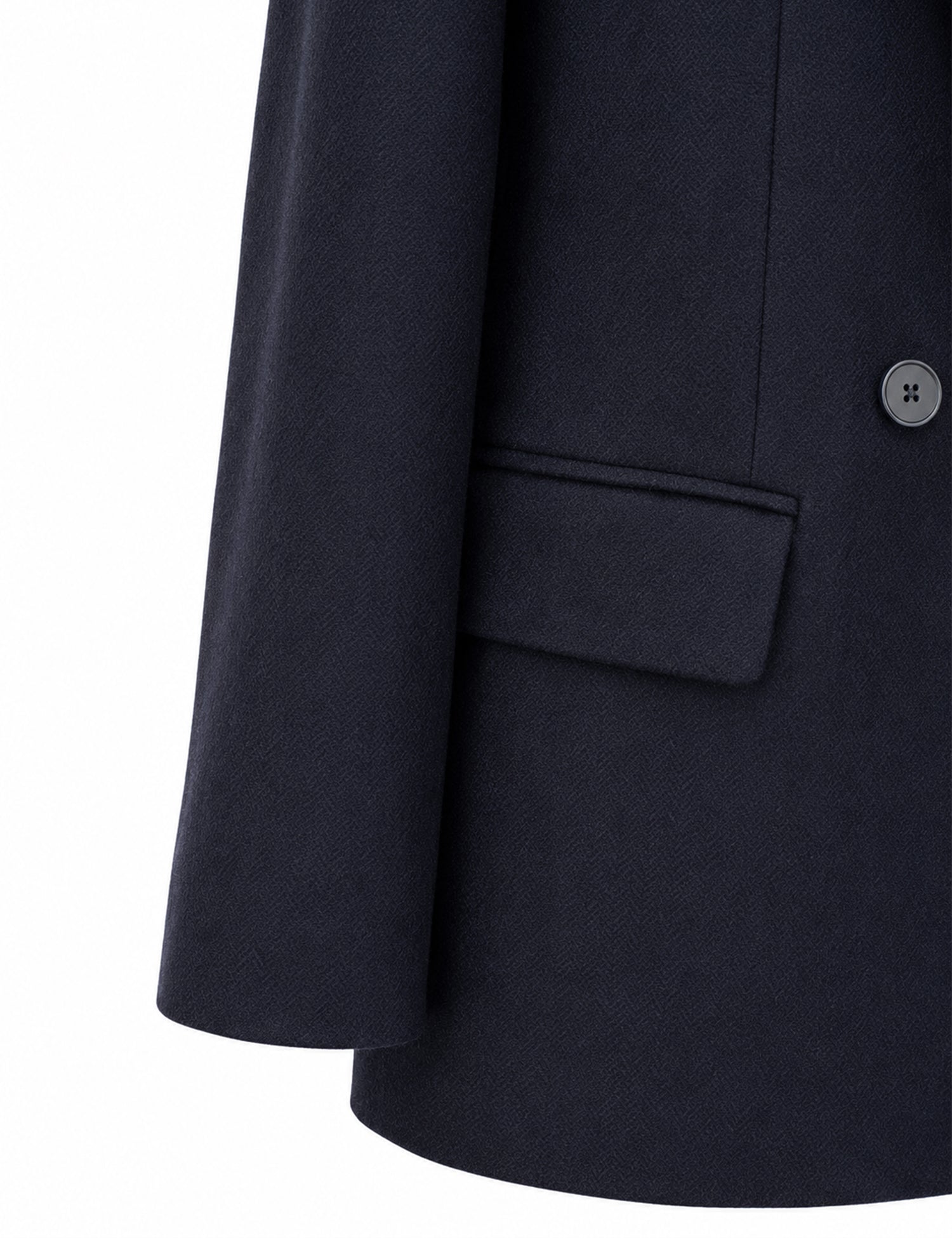 Double-breasted fitted coat with accentuated shoulders in black