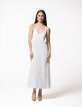 Minimalist black cupro slip dress