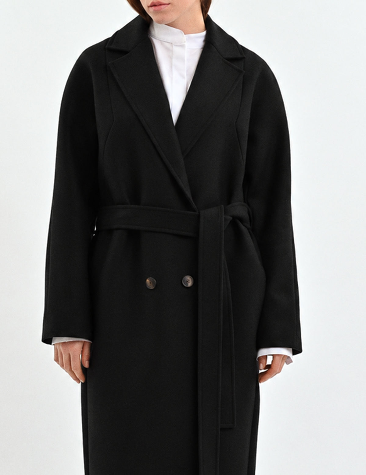 Dropped-shoulder coat in black