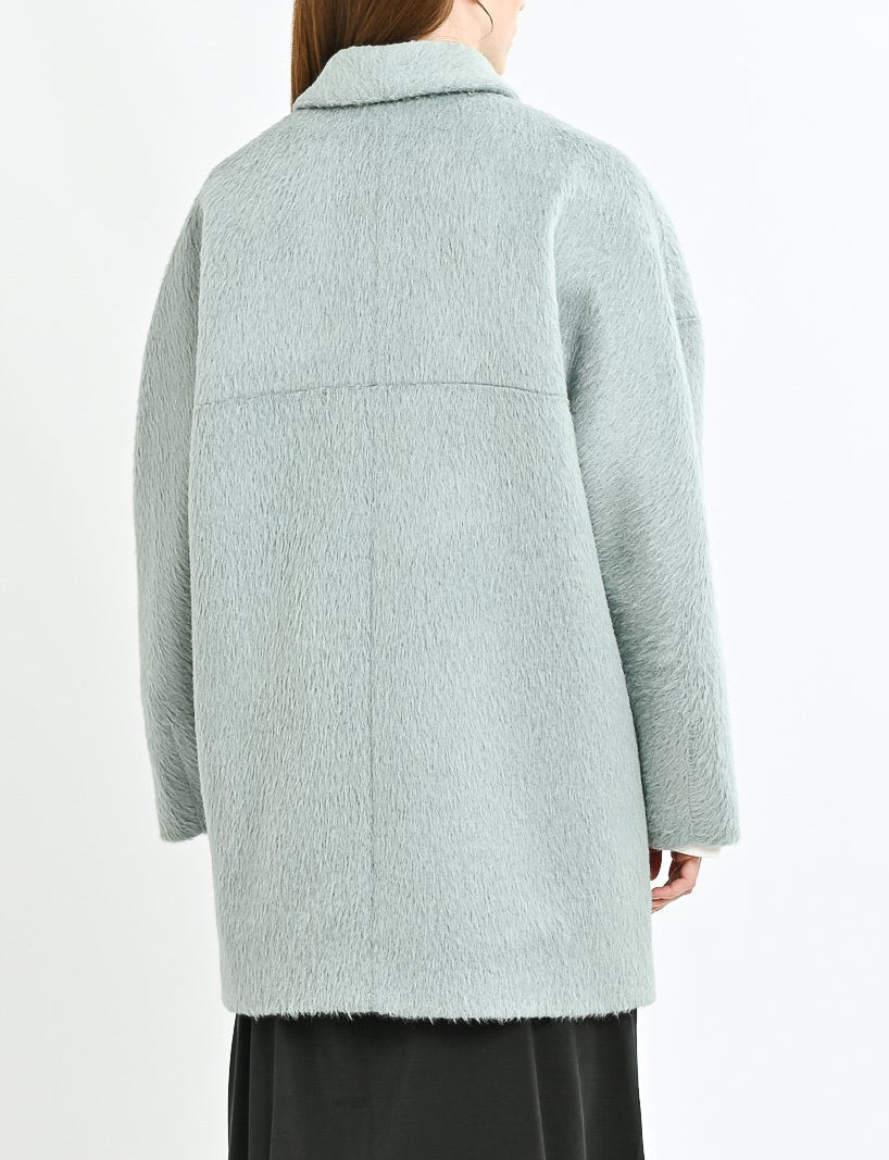 Short alpaca-blend coat with a shawl collar