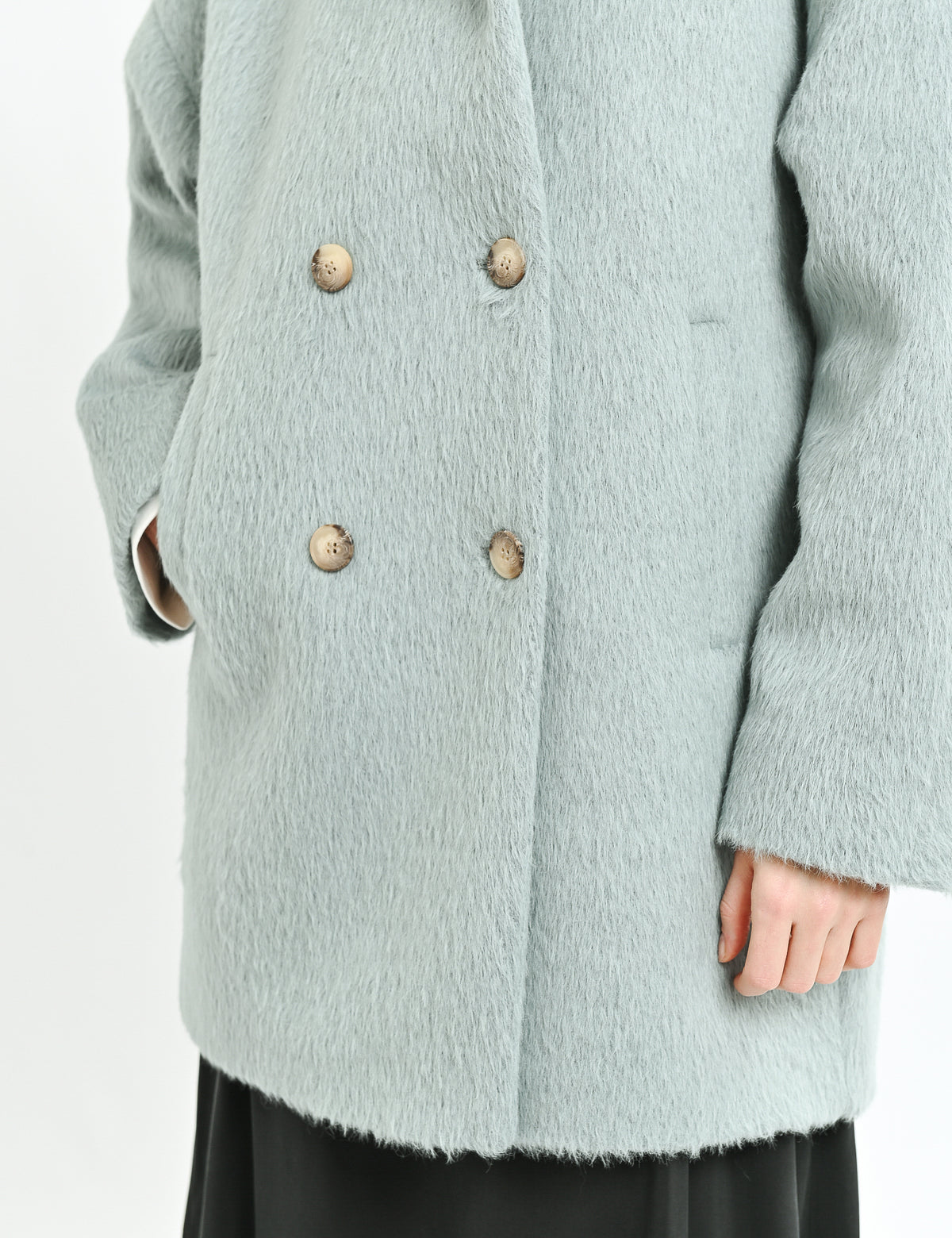 Short alpaca-blend coat with a shawl collar