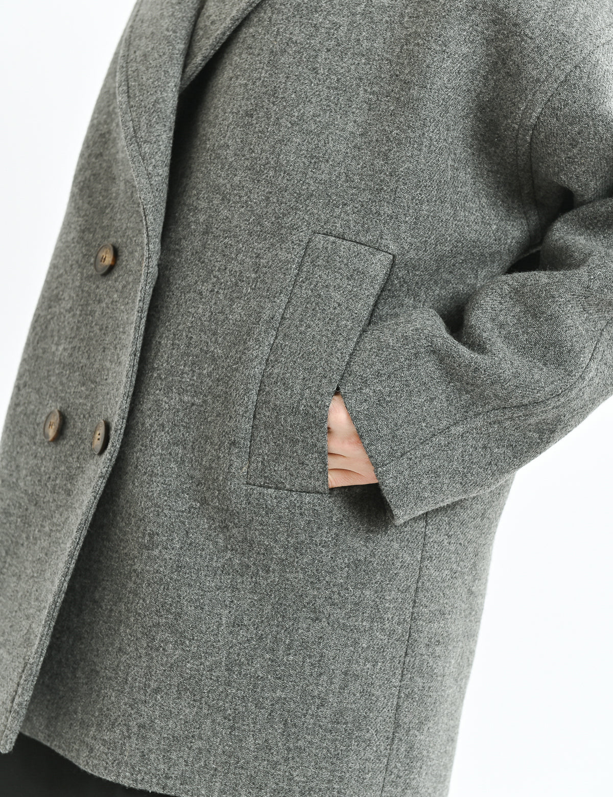 Dropped-shoulder coat in black