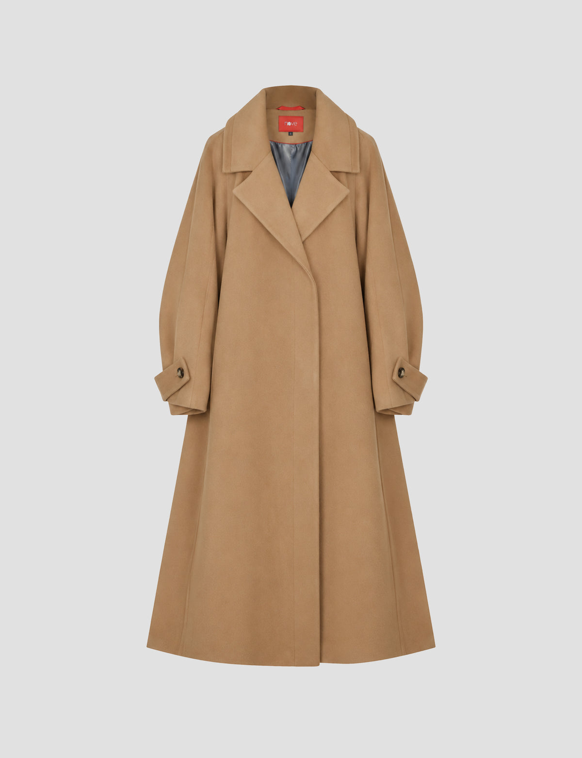 A-line coat with a soft voluminous cut and a concealed button fastening