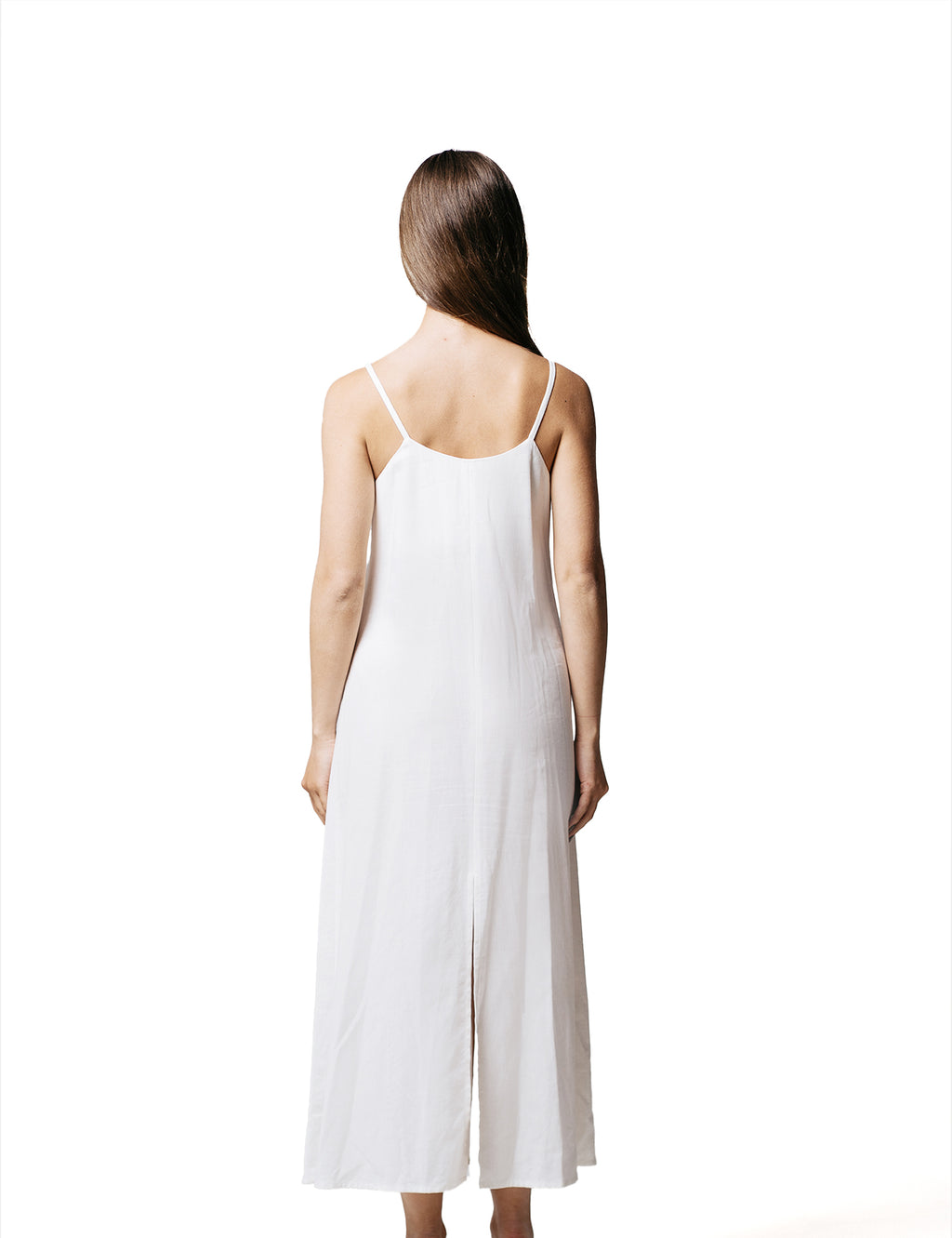 Minimalist black cupro slip dress