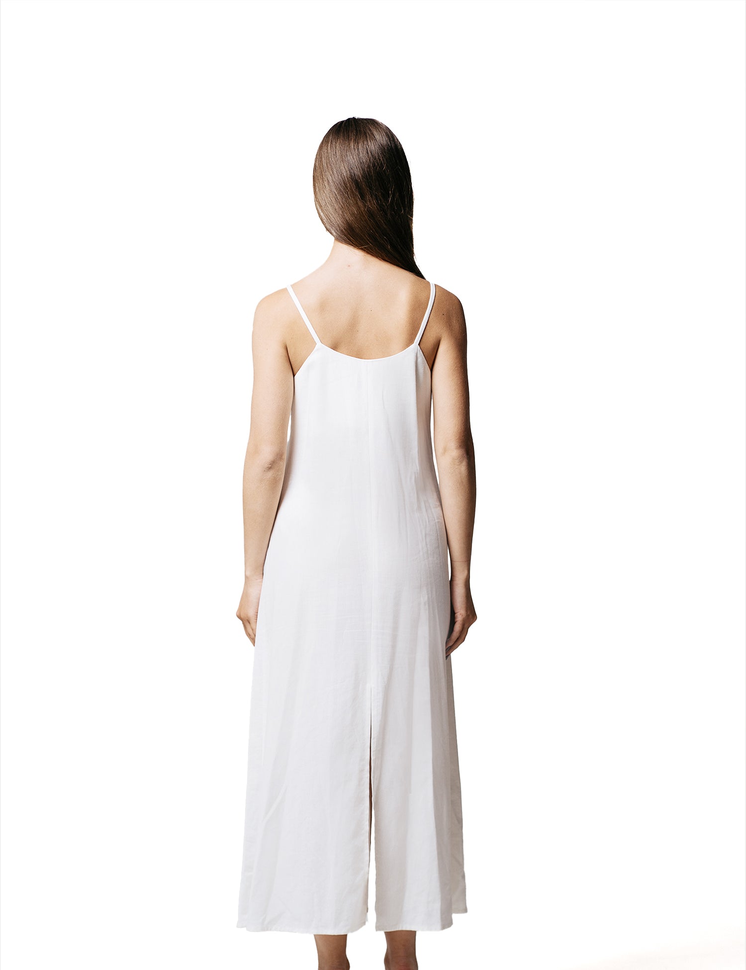 Minimalist black cupro slip dress