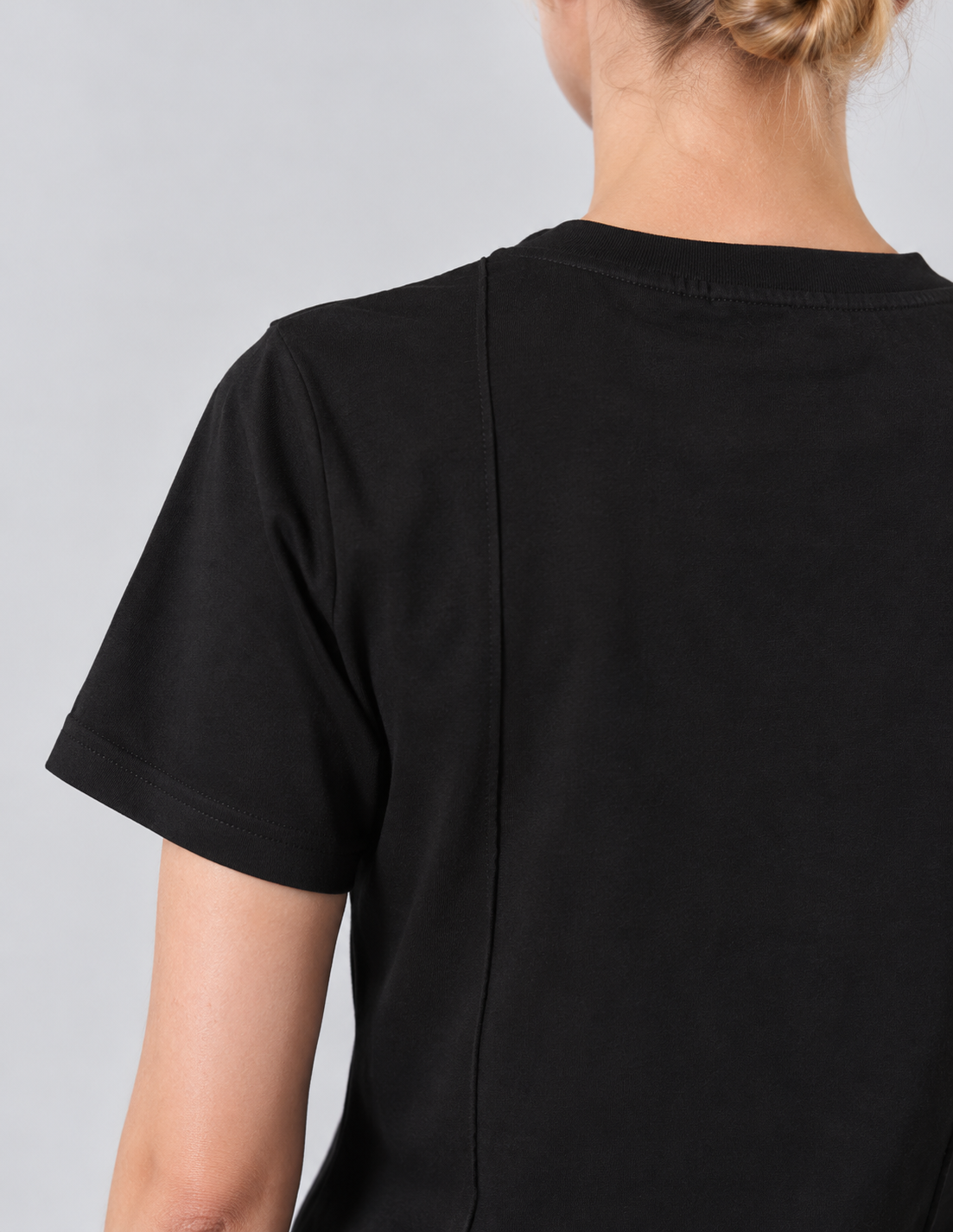 Cropped cupro tennis shirt with dropped shoulders