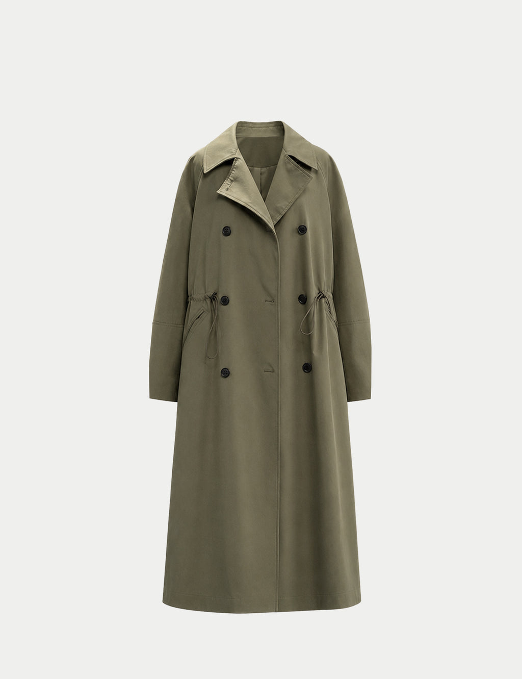 Double-breasted fitted coat with accentuated shoulders in black