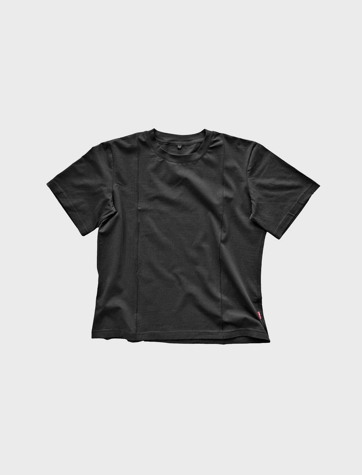 Cropped cupro tennis shirt with dropped shoulders