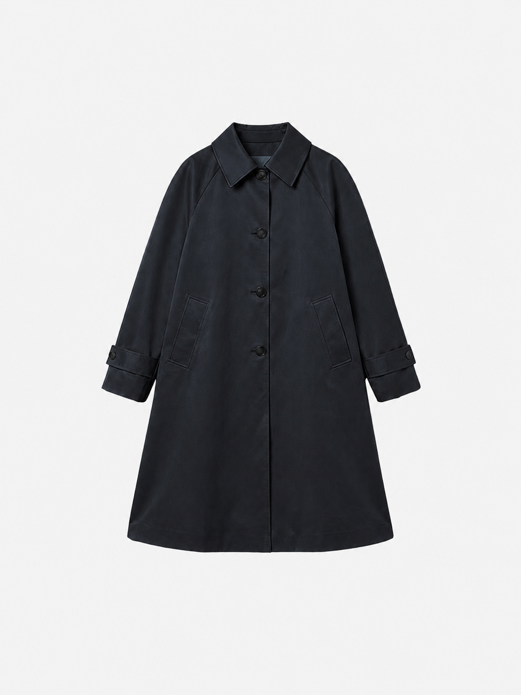 Double-breasted fitted coat with accentuated shoulders in black