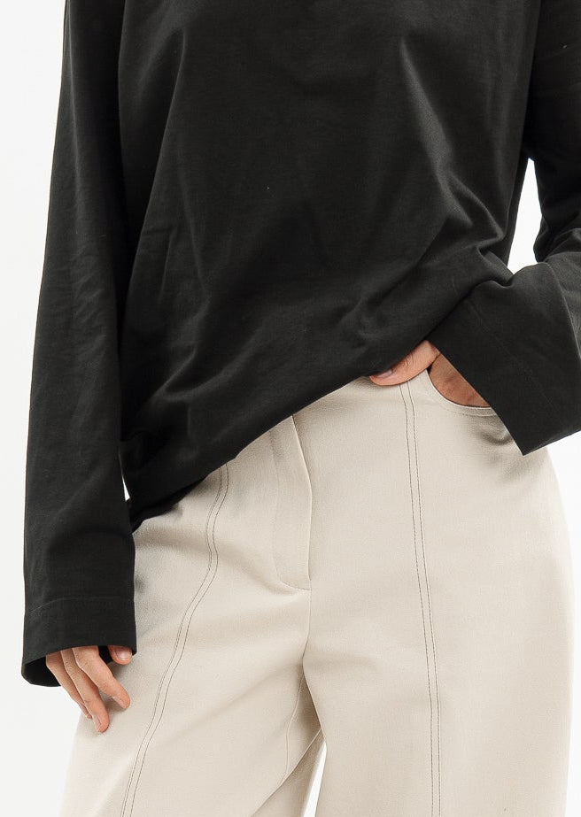 Cropped cupro tennis shirt with dropped shoulders