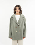 Dropped-shoulder coat in black