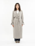 Double-breasted fitted coat with accentuated shoulders in black