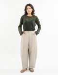 Black loose-fitting linen trousers