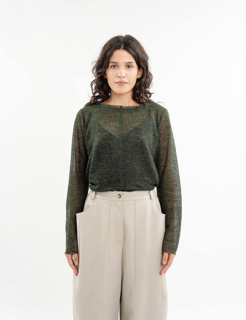 Black loose-fitting linen trousers