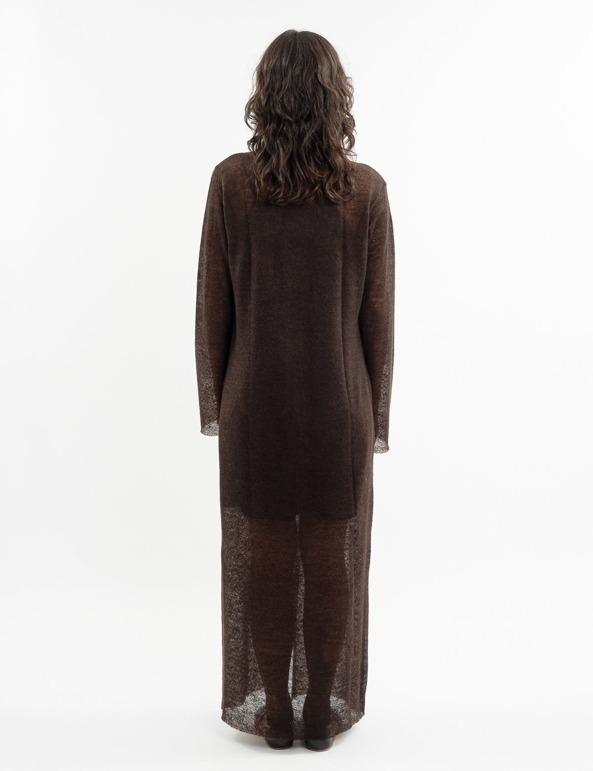 Sheer wool long-sleeve top with extra-long sleeves in green