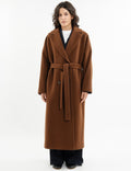 Dropped-shoulder coat in black