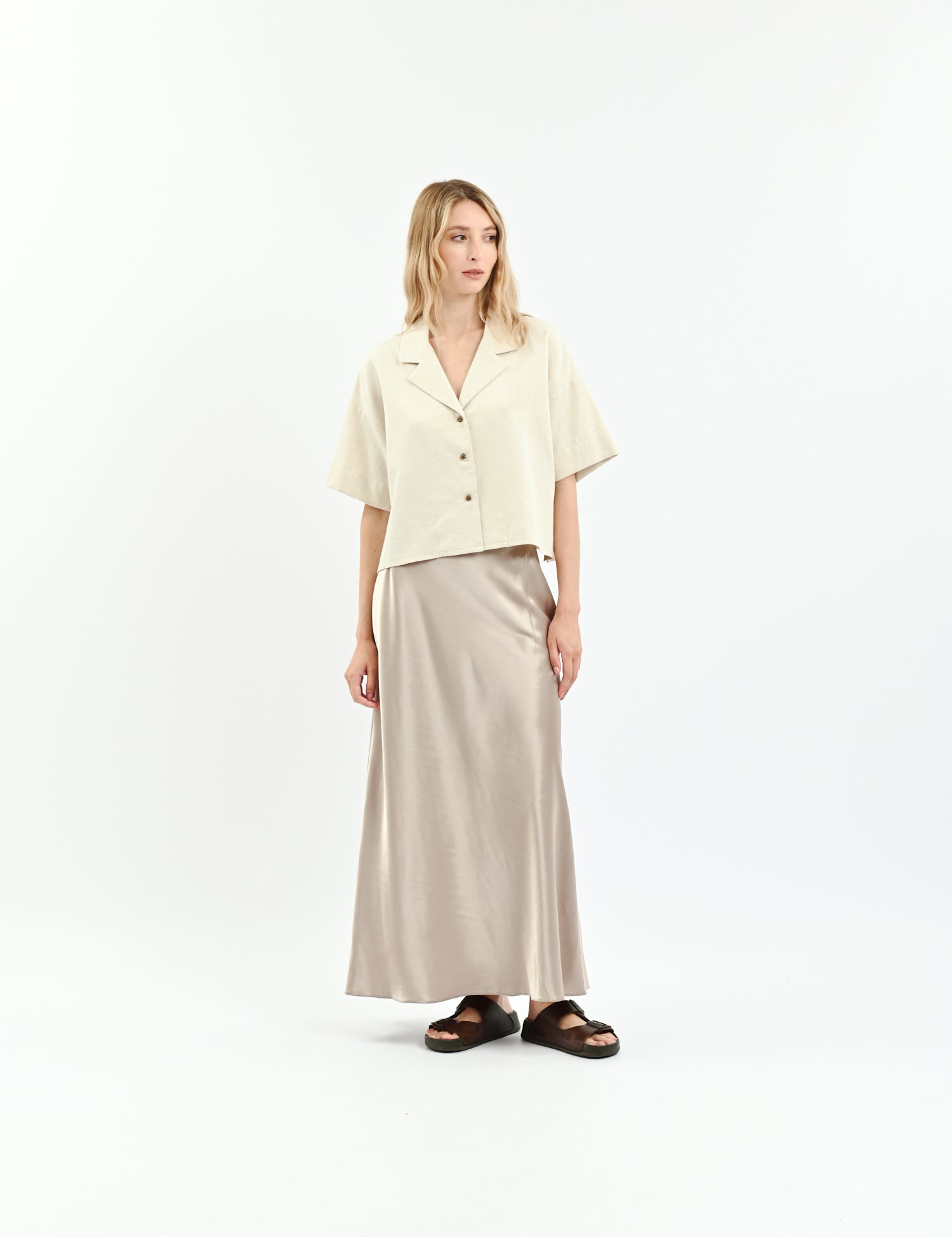 Acetate skirt in greige
