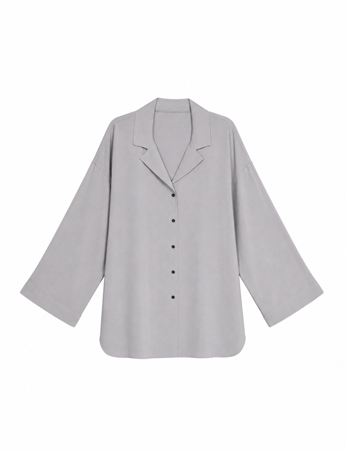 White relaxed-fit linen shirt with dropped shoulders