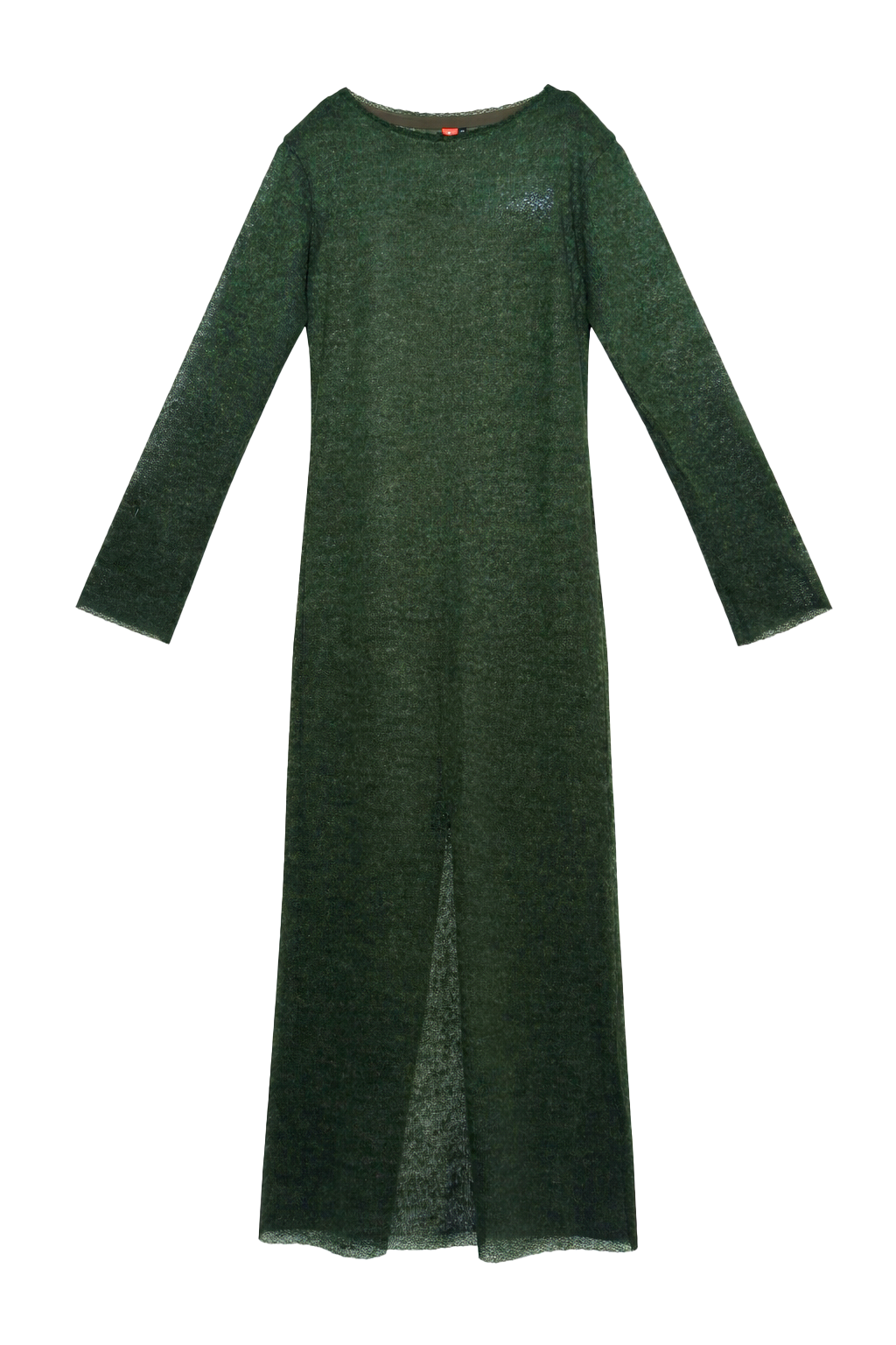 Sheer wool long-sleeve top with extra-long sleeves in green