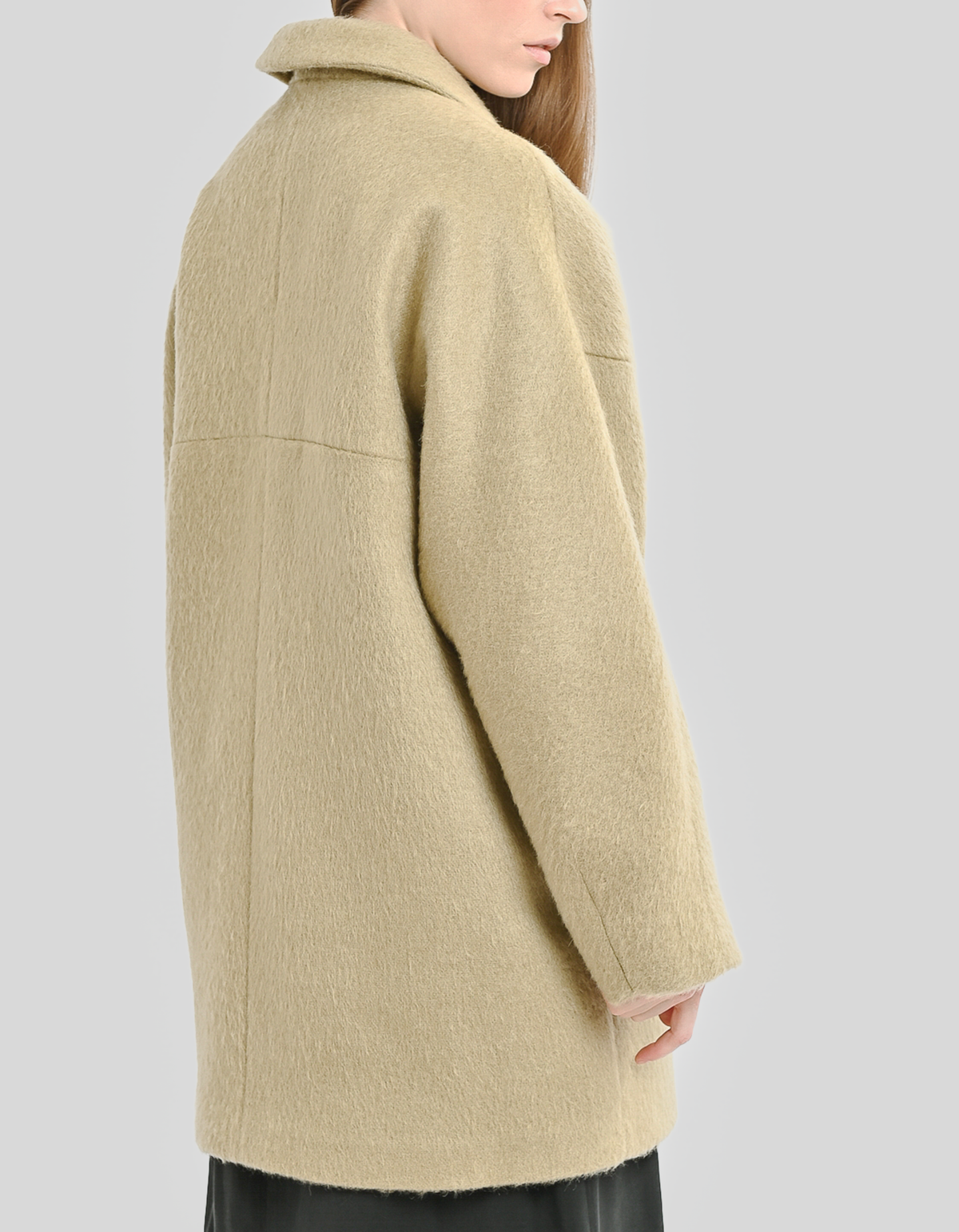 Short alpaca-blend coat with a shawl collar