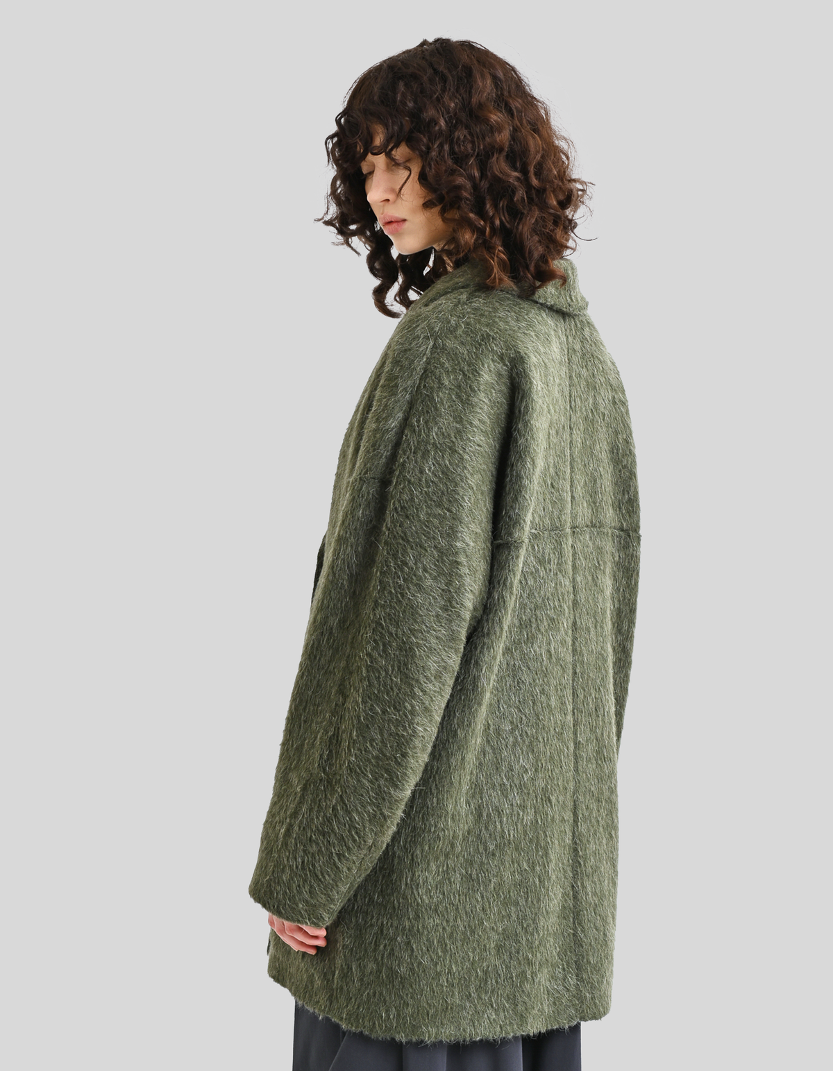 Short alpaca-blend coat with a shawl collar