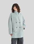 Short alpaca-blend coat with a shawl collar