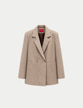 Double-breasted fitted coat with accentuated shoulders in black
